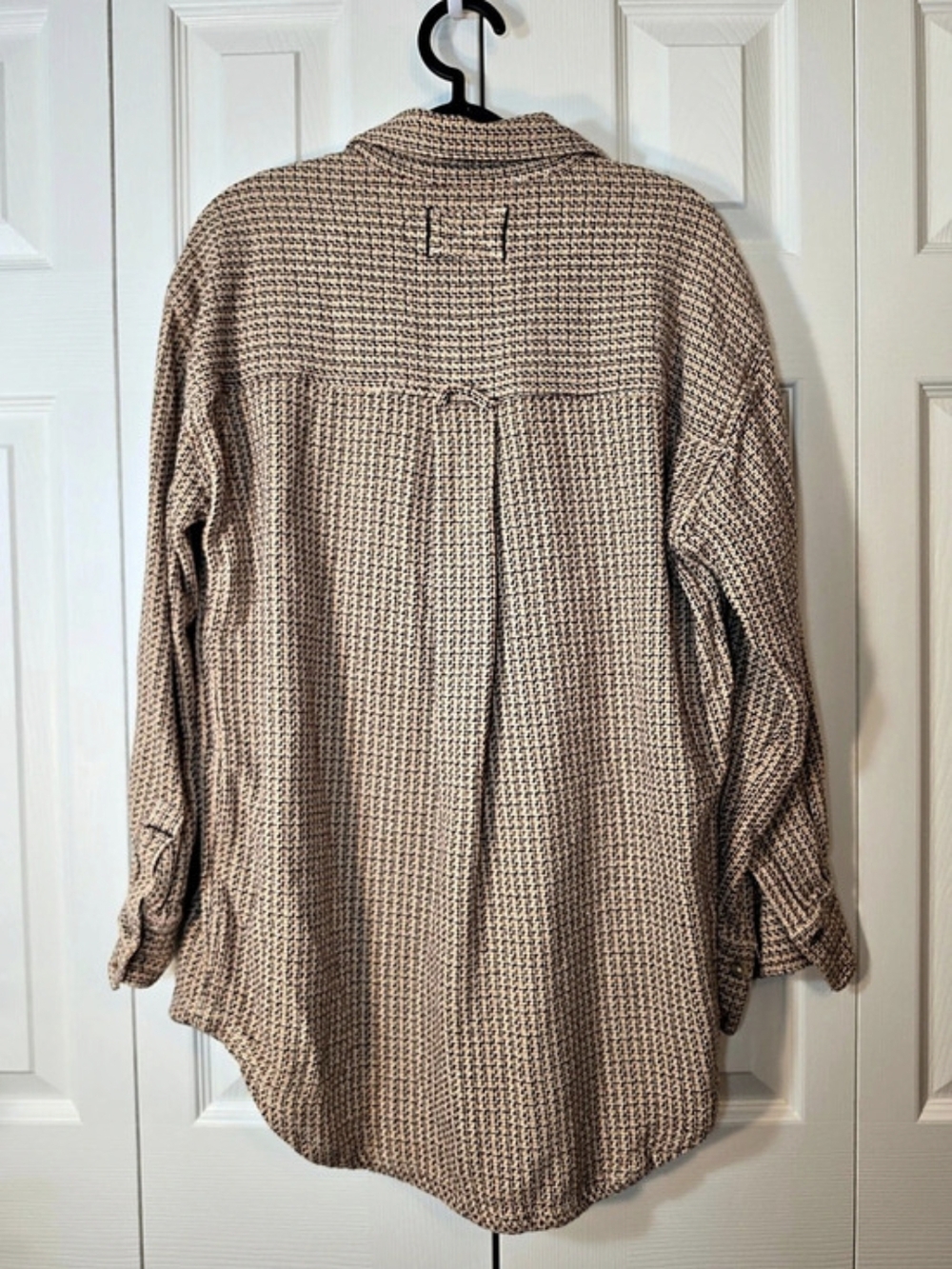 Free People We The Free Freddie Menswear Shirt Oversized Plaid High Low EUC SZ M - Picture 5 of 5